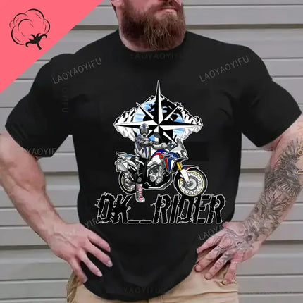 Motorcycle O-Neck Printed T-Shirt Short Sleeve Cotton Tee Case for R1200GS R1250 GS Adventure TShirt Overlander Ride Travel Tops