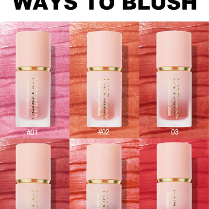 6 Colour Matte Liquid BlushEasy to apply long lasting waterproof blush sponge brush head