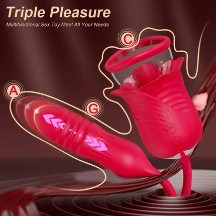 Rose Sex Toy for Women Sucking Vibrator G Spot Clitoris Stimulator Thrusting Vagina Nipple Sucker Vibrating Goods for Adults