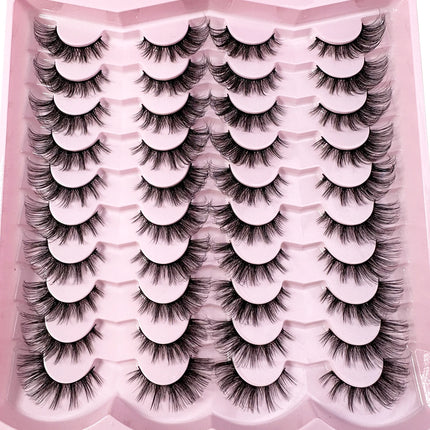 20pairs 5D Fluffy Eyelashes D Curl Lashes Thick Cat Eye Lashes Soft Wispy 8D Volume Fake Eyelash Extension Makeup