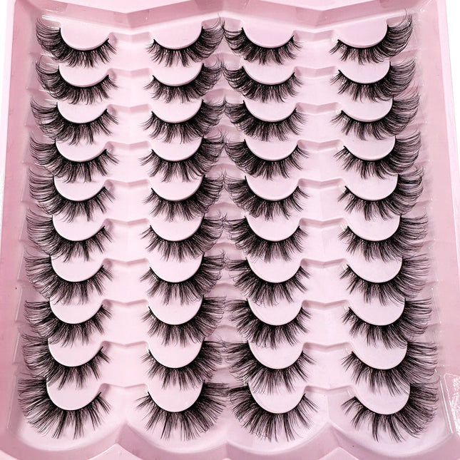 20pairs 5D Fluffy Eyelashes D Curl Lashes Thick Cat Eye Lashes Soft Wispy 8D Volume Fake Eyelash Extension Makeup