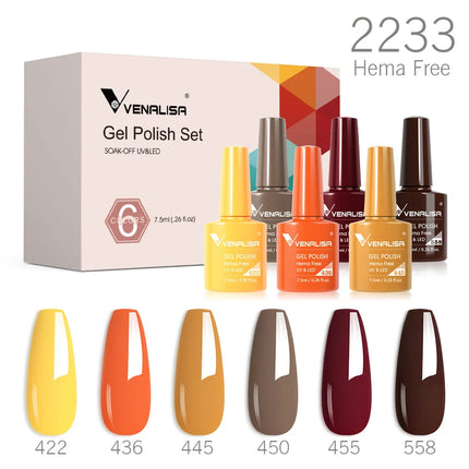 6pcs/kit VENALISA Valentine's Day Collection Lovely Pink Nails HEMA FREE TPO FREE Soak Off UV LED Semi Permanent Set Gel Varnish