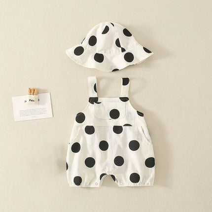 MILANCEL Summer Baby Rompers Toddler Dot Overalls Infant Girls Clothes With Hat Boys Jumpsuit