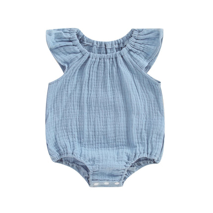 Cotton Linen Baby Girls Romper Summer Casual Newborn Clothes Sleeveless Off-shoulder Solid Infant Bodysuit for Kids Clothing