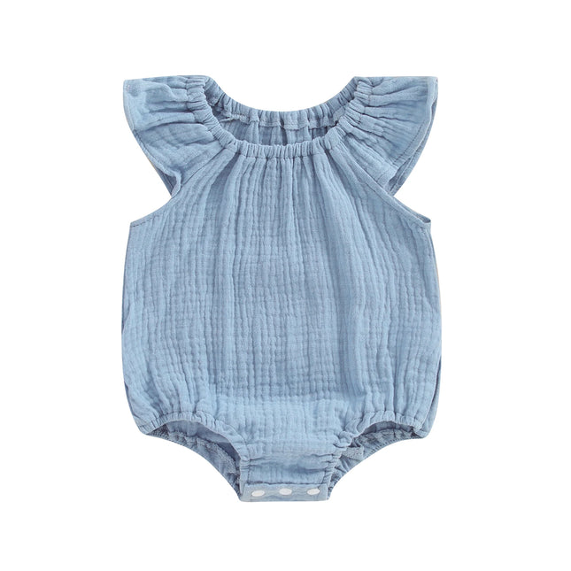 Cotton Linen Baby Girls Romper Summer Casual Newborn Clothes Sleeveless Off-shoulder Solid Infant Bodysuit for Kids Clothing