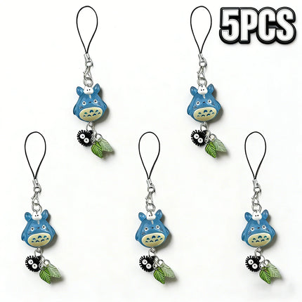 Kawaii Blue Animal Totoro Phone Charm Soot Sprite Keychain Woodland Anime Cat Cosplay  Handmade Y2K Gift Pendant Accessories