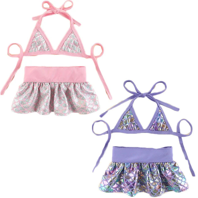 Fashion Dress Set for Small Dogs, Mermaid Dog Clothes, Girls' Bikini Swimsuit for Small Dogs, Yorkshire Terrier, Puppy Skirt, Summer