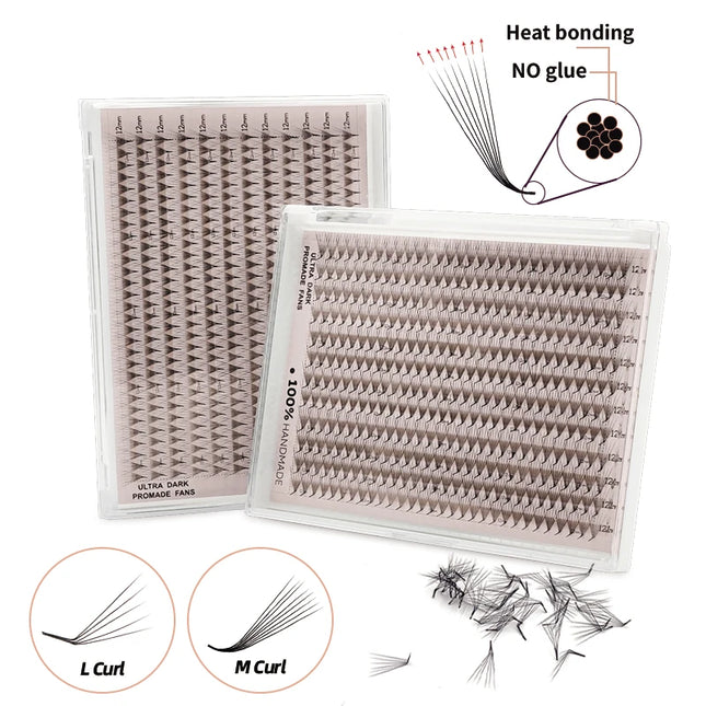 360/600 Bouquet Eyelashes L curl M curl Premade Volume Fans XL Tray Pre Made Pointy Base Lash Fans Prefacts Eyelash Extensions