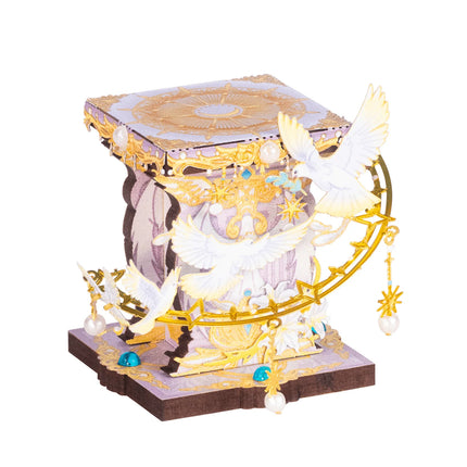 MU X MIAO SPACE Angel Cat 3D Metal Puzzle DIY Handcraft Educational Puzzle Toy Desktop Office Decoration Stress Relief Gift for