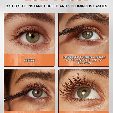 Double Ended Waterproof Mascara Black&Brown, Long-Lasting Lashes, Volumizing Lengthening for All Skin Types, Mascara Waterproof