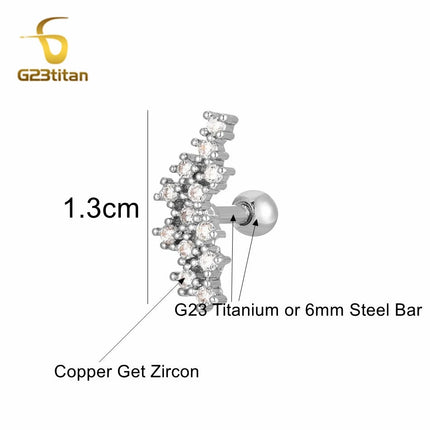 1pc Ear Cartilage Helix Earring 16G G23 Titanium Custom Barbell Screw Back Stud Earring Hypoallergenic Piercing Body Jewelry
