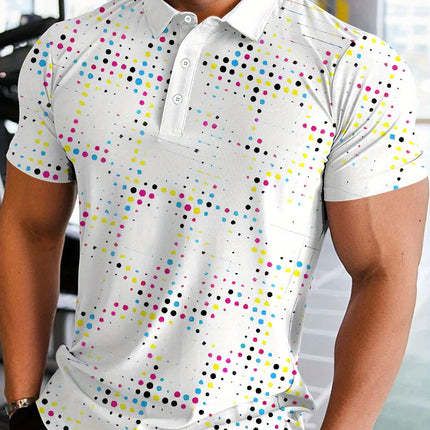 Printed Design – Not Textured Men's Short Sleeve Polo Fashion Golf Multicolor Dot Abstract Style Summer Graffiti Print Clothing