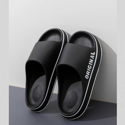 Feslishoet Women Letter Slippers Beach Slides Solid Color Mens Thick Sole Indoor Bathroom Anti Slip Shoes Summer Couple Sandals