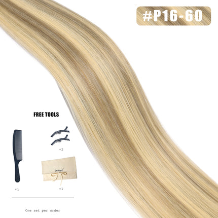 Genius Weft Human Hair Extensions 100G Double Drawn Blonde Bundles Invisible Straight Virgin Hair Weft Full End Top Quality