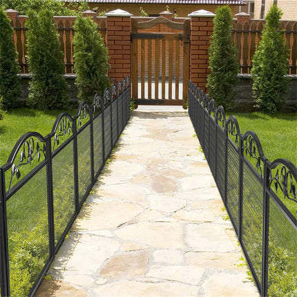 Set of 5 Dog Fence Panels Wrought Iron Pet Dog Animal Barrier Board Rails Pet Running Exercise Edging Border Guard Fencing