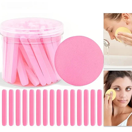Compress Face Wash Puff with Storage Box Facial Cleansing Sponge for Makeup Remover Round Face Wash Sponge Skincare Beauty Tool