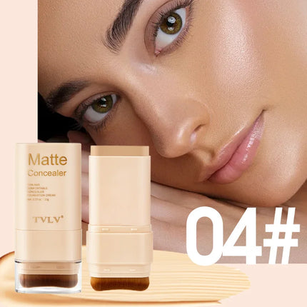 15g 2-in-1 foundation eraser double-ended concealer stick with brush head waterproof, natural makeup, long-lasting cream texture
