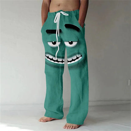 New Fashionable 3D Custom Print Casual Pants Men's New Fashionable Outdoor Straight-Leg Pants Drawstring Design Relaxed Fit