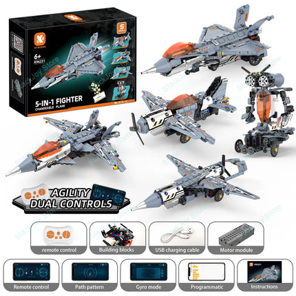 5-in-1 Series Technical Transformer Intelligent Robot Building Block With Remote Control APP Programmable STEM Toy For Kid Adult