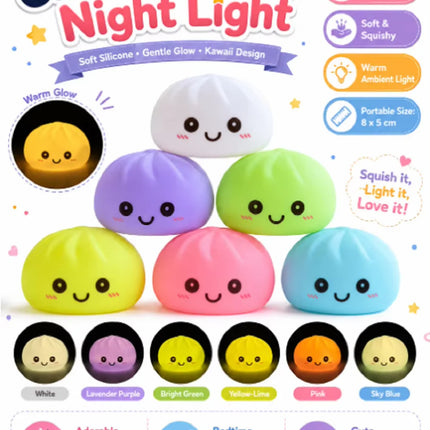 New LED Bun Squishy, Glowing Stress Ball, Light-up Bubble Spitting Bun, Realistic Steamed Bun，Desk Decoration