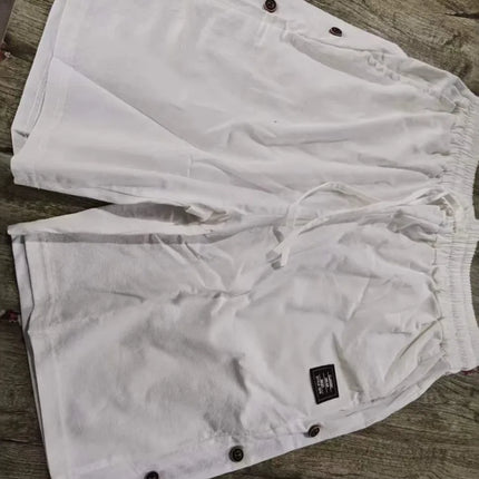 Men's Cotton Linen Shorts Pants Male Summer Breathable Solid Color Trousers Beach Shorts Fitness Streetwear Holiday Men's Pants