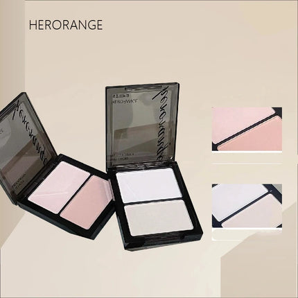 Face Brightening Highlighter,2 Colors Matte Platte Dry and Wet Natural Brightening Setting Powder,High Gloss Face Comestics