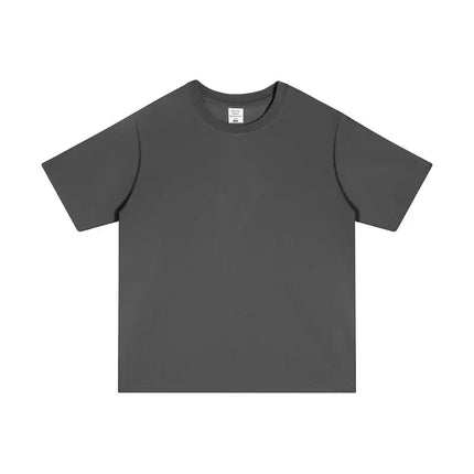 250GSM Customized Printed LOGO Solid 100% Cotton T-shirts Basic Tee Casual Oversized Drop Shoulder Quality Short T-shirt Men