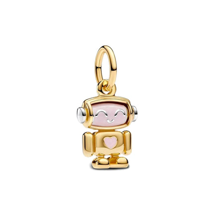 Exquisite 925 Sterling Silver Golden Heart&Robot&Badge Three in One&Avocado Pendant Fit Brand Bracelet Neutral Style Jewelry