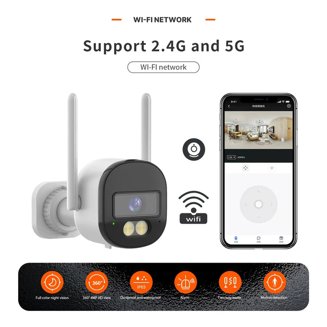 2K 5MP 5G WIFI Camera Tuya Outdoor IP66 Surveillance Security Protection Video IP Camera Wireless Human Detect CCTV Bullet Cam