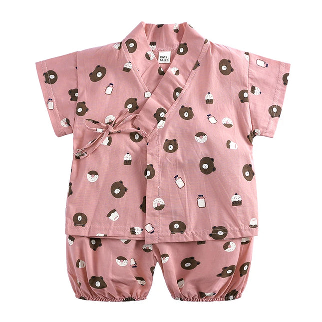 2PCS Summer Infant Baby Boy Girl Pajamas Sets for 6-36M Newborn Cartoon Print Top+Shorts Soft Toddler Home Wear Kimono Pyjamas