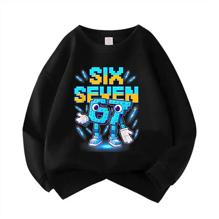 Pullover Spring Crew Neck Six Seven Italian Brainrot 67 Number Graphic Print Hoodie Boy/Girl Kids Comfortable Sweatshirt