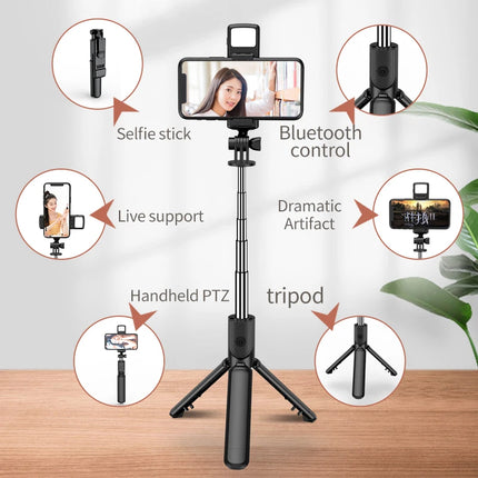 FGCLSY Bluetooth Wireless Selfie Tripod with Fill Light 360 Degree Rotation Remote Shutter is Suitable for Travel Shooting
