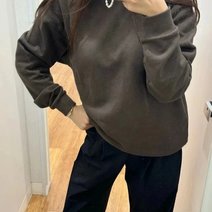 Simple Classic Letter Loose Casual Sports Top Spring Black Red Round Neck Sweatshirts Fashion Trends Solid Long Sleeves Top