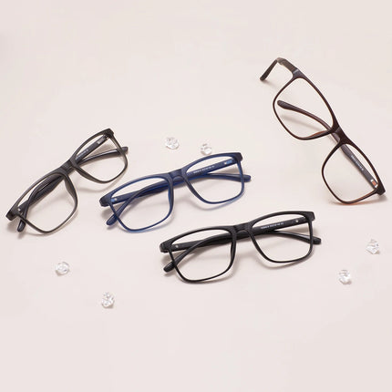 TR90 Men Ultralight Square Prescription Eyeglasses Classic Rectangular Optical Glasses Anti Blue Light Progressive Lenses Spring
