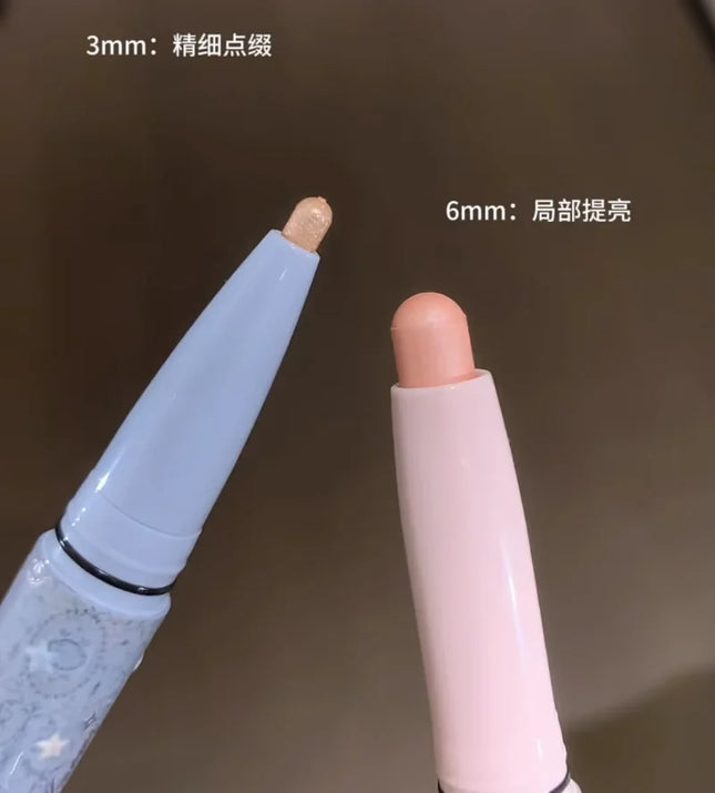 Flower Knows Shell Pearl Collection Double-head Shimmer Eyeliner Pen Lying Silkworm Waterproof Highlighter White Pink Eyeshadow