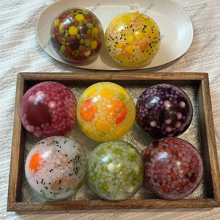 Food Stress Ball Rice Ball Squishy Fidget Toy Non-Bounce Squeeze Ball ASMR Sensory Toy Anti Stress Toy For Adult Hand Exercise