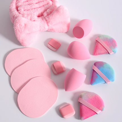 15 件套 Cosmetic Puff Makeup Sponge Blender Beauty Egg Foundation Sponges Puff Wash Face Headband Wristband Make up Accessories