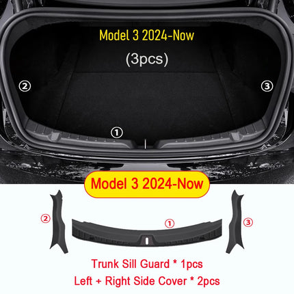 USVOTOV for Tesla Model Y Juniper Launch Model 3 2025 2026 Trunk Sill Guard Cargo Mat Rear Bumper Protector TPE Pads Accessories