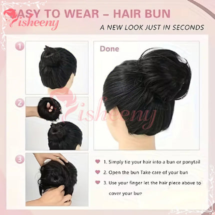 Natural Messy Bun Hairpiece, 4 Inch/10cm Elastic Hair Tie Chignon, Synthetic Curly Hair Bun Scrunchie, Multiple Colors for Daily Wear