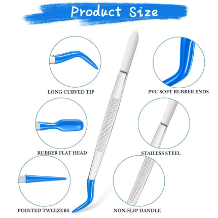 1Pcs Tweezers with Rubber Tips Tweezers PVC Coated Tweezers Set, Rubber Straight Tip Tweezers Rubber Flat Tip Tweezer Long Bent
