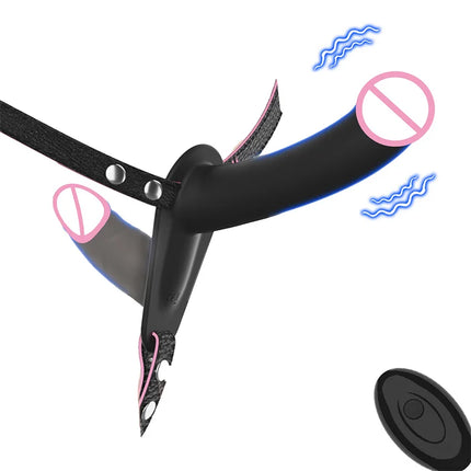 Double Penis Vibrator Dual Ended Strap on Elastic Harness Belt Strap On Dildo Adult Sex Toys for Woman Couples Anal Soft Dildos