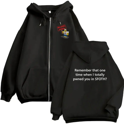 Funny Blame John Meme Zipper Hoodie Shedletsky Forsaken Fashion Autumn/Winter Sweatshirt Men Women Casual Oversized Coats Hoody