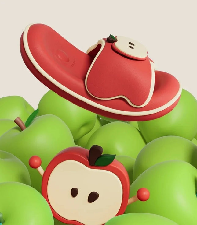 Cute Red Apple Slippers Slides Shoes Adults Fashion Fruit Mules Shoes New Woman Soft EVA Non Slip Comfort Home Slippers Women