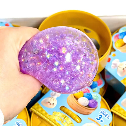 New 1-12pcs  Glitter Dumpling Glitter Dumpling Squishy with Box Dumplings Sensory Squeeze Toy for Stress Relief