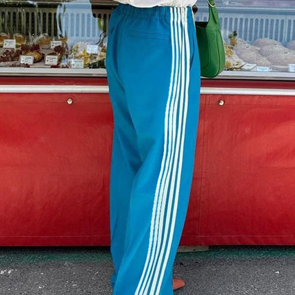 Women's Striped Y2K Pants - Loose Drawstring Sweatpants / Pantalon Femme Rayé Y2K - Jogging Ample Cordon