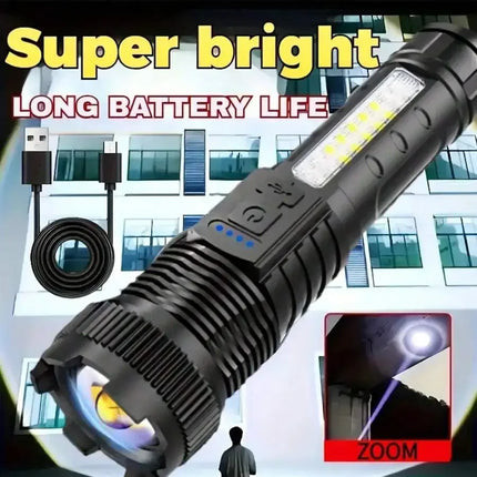 2PCS Tactical Flashlight 2500 Lumens - USB C Rechargeable, 7 Modes Super Bright LED Flashlight For Camping, Hiking