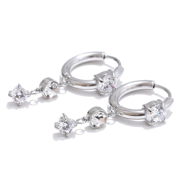 Yhpup High Quality Stainless Steel Shiny Cubic Zirconia Drop Earrings Gold Platinum PVD Plated Delicate Chic Jewelry Recommend