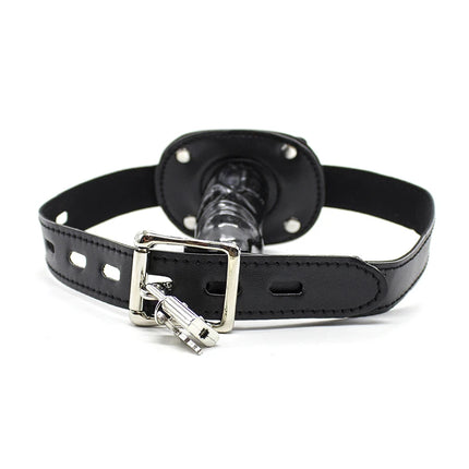 Leather Silicone Penis Mouth Ball Gag With Lock Bondage Restraints Oral Dildo Plug Harness For Couple Sex Game Sex Toy