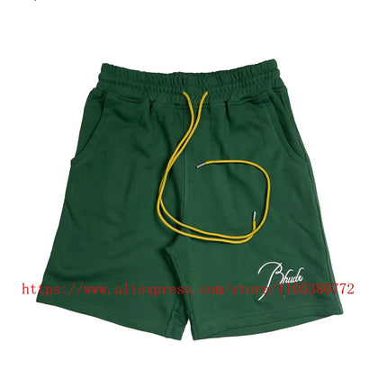 2026 New  RHUDE Men's Print Casual Shorts Loose Fit Nylon Drawstring Basketball Street Beach Shorts with Pockets Fast Delivery