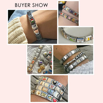 Classic Lipstick Rose Queen Women's Day Gift Italian Link fit 9mm Stainless Steel Making Bracelet DIY Fashion Charm Jewelry